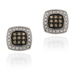 Sterling Silver 1/5ct TDW Brown Diamond Square Earrings