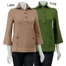 Cullen Women's Wide-sleeve Henley Tunic Sweater.