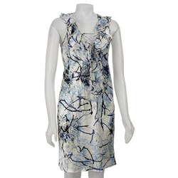 Poleci Women's Silk Ruffle-front Dress.