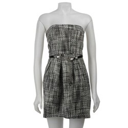 Jump Apparel Junior's Boucle Belted Strapless Dress.