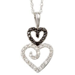 10k Gold 1/6ct TDW White/ Black Diamond Heart Necklace (J, I2)