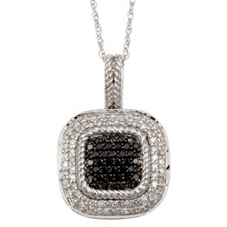10k White Gold 1/3ct TDW Black and White Diamond Necklace (J, I2)