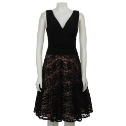 Jessica Howard Women's Double V-neck Lace Skirt Dress.