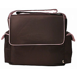 OiOi Chocolate/ Pink-lined Messenger-style Diaper Bag