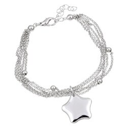 Rhodium Plated Star Charm Bracelet