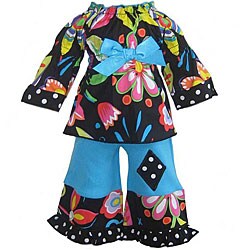 AnnLoren Black and Blue Floral Outfit for American Girl Dolls