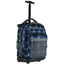 J World 19.5-inch Check Navy Rolling Backpack/ Laptop Sleeve