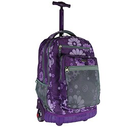 J World 19.5-inch Purple Flower Rolling Backpack/ Laptop Sleeve