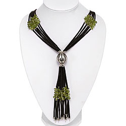 Silver Dark Jade, Peridot Necklace (Thailand)
