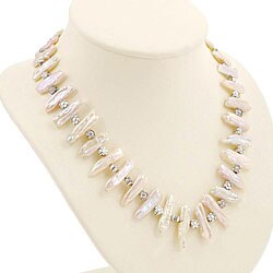 Silver Biwa Pearl Flower Necklace (Thailand)