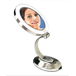 Zadro Vanity-lighted 1x and 8x Satin Nickel Mirror