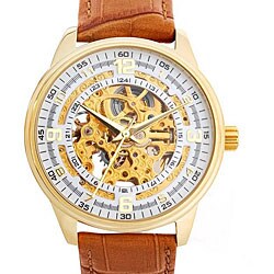 Akribos XXIV Men's Saturnos Gold Skeleton Automatic Watch