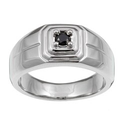 Stainless Steel Men's 1/5ct TDW Black Diamond Ring