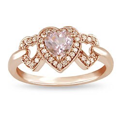 10k Pink Gold Morganite and 1/8ct TDW Brown Diamond Ring