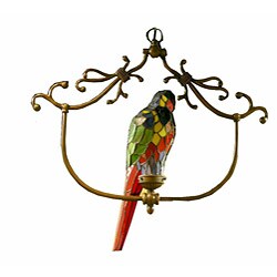 Tiffany-style Hanging Bird Lamp