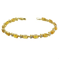 14k Yellow Gold Citrine and Diamond Bracelet