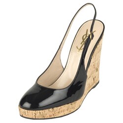 Yves Saint Laurent Women's 'Vitello Vernice' Black Wedges