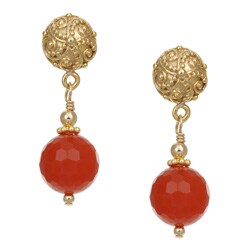 Charming Life 22k Gold Overlay Carnelian Bali Earrings