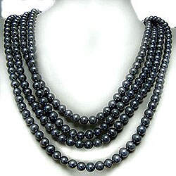 Endless Black Freshwater Pearl Necklace (5-6 mm)