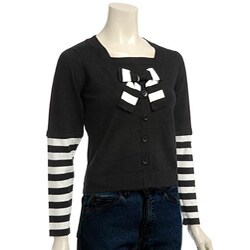 Elio Women's Long-sleeve Black and White Sweater.