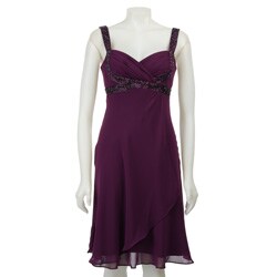 SL Fashions Beaded Chiffon Envelope Hem Dress.