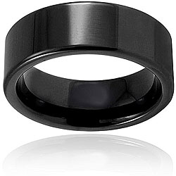 Black-plated Tungsten Carbide Polished Pipe-cut Ring