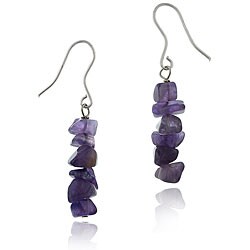 STERLING Silver Amethyst Chip Dangle Earrings