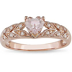 10k Pink Gold Morganite and Diamond Accent Ring