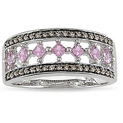 10k Gold Pink Sapphire and 1/6ct TDW Brown Diamond Ring