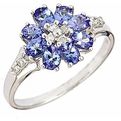 14k White Gold Tanzanite and 1/8ct TDW Diamond Ring (I-J, I2)
