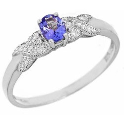 14k White Gold Tanzanite and Diamond Accent Ring