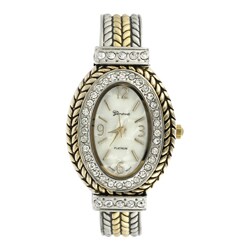 Geneva Women's Platinum Cubic Zirconia Accent Cuff Watch