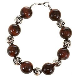 Silver Tiger Eye Floral Bead Bracelet (Thailand)