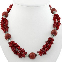 Silver Coral 2-strand Necklace (Thailand)