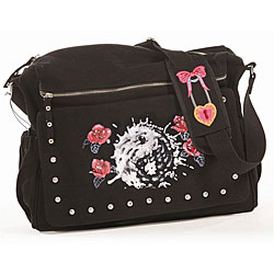 Rock N Moms Hand-painted Red Roses Diaper Bag.