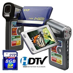 SVP T628 2.7-inch 720p HD Blue Camcorder with 8GB Memory Card