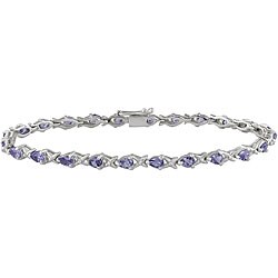 Sterling Silver Tanzanite Tennis-style Bracelet