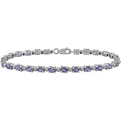 Sterling Silver Tanzanite and White Topaz Bracelet