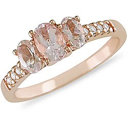 10k Pink Gold Morganite and 1/10ct TDW Diamond Ring