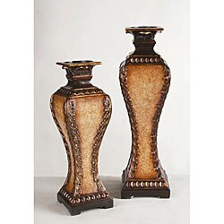Antique Gold/ Marble Candle Holder Set
