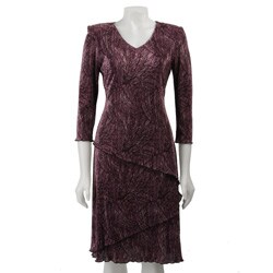 Connected Apparel Women's Eggplant Bodre Dress