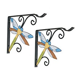 Wrought Iron Dragonfly Wall Brackets (Set of 2)