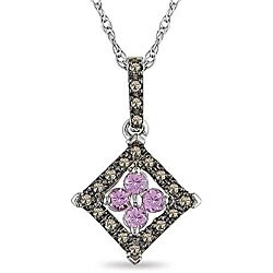 10k Gold Pink Sapphire and 1/10ct TDW Brown Diamond Necklace