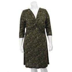 Connected Apparel Women's Plus Size Printed Sweater Knit Dress.