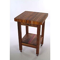 Handmade Plantation Grown Teak Kitchen Cart with Dark Walnut Base and Wine Rack
