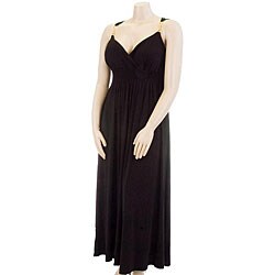 SL Fashions Women's Black ITY Knit Plus Size Maxi Dress.