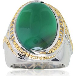 Michael Valitutti Two-tone Malachite and White Sapphire Ring