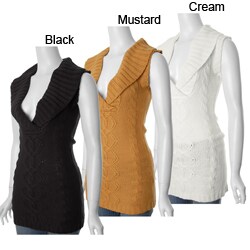 Ci Sono by Adi Junior's Shawl Collar Cable Knit Sweater