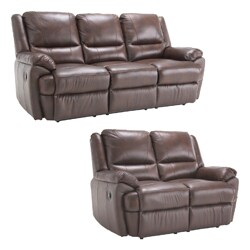 Marco Brown Reclining Leather Sofa and Leather Loveseat