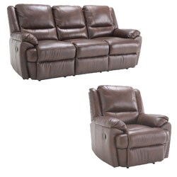 Marco Brown Reclining Leather Sofa and Reclining Leather Chair